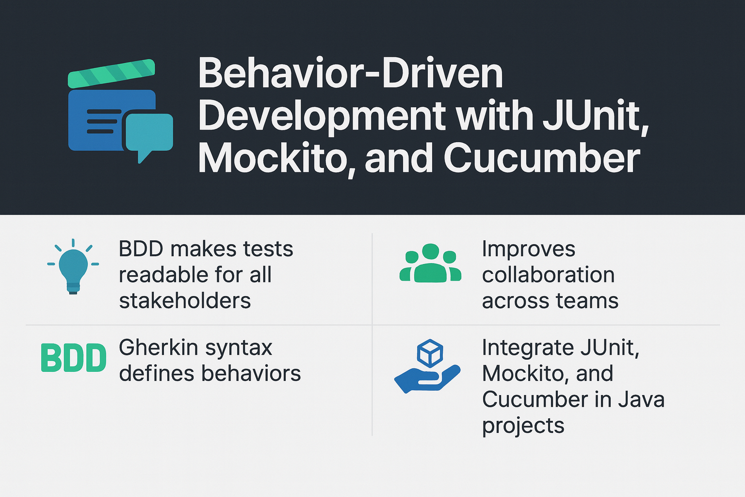 Illustration for Behavior-Driven Development (BDD) with JUnit, Mockito, and Cucumber