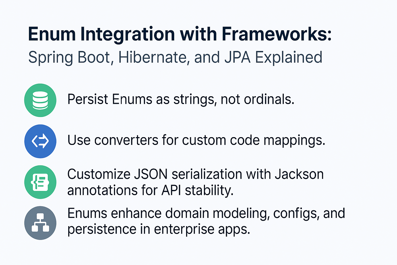 Illustration for Enum Integration with Frameworks: Spring Boot, Hibernate, and JPA Explained