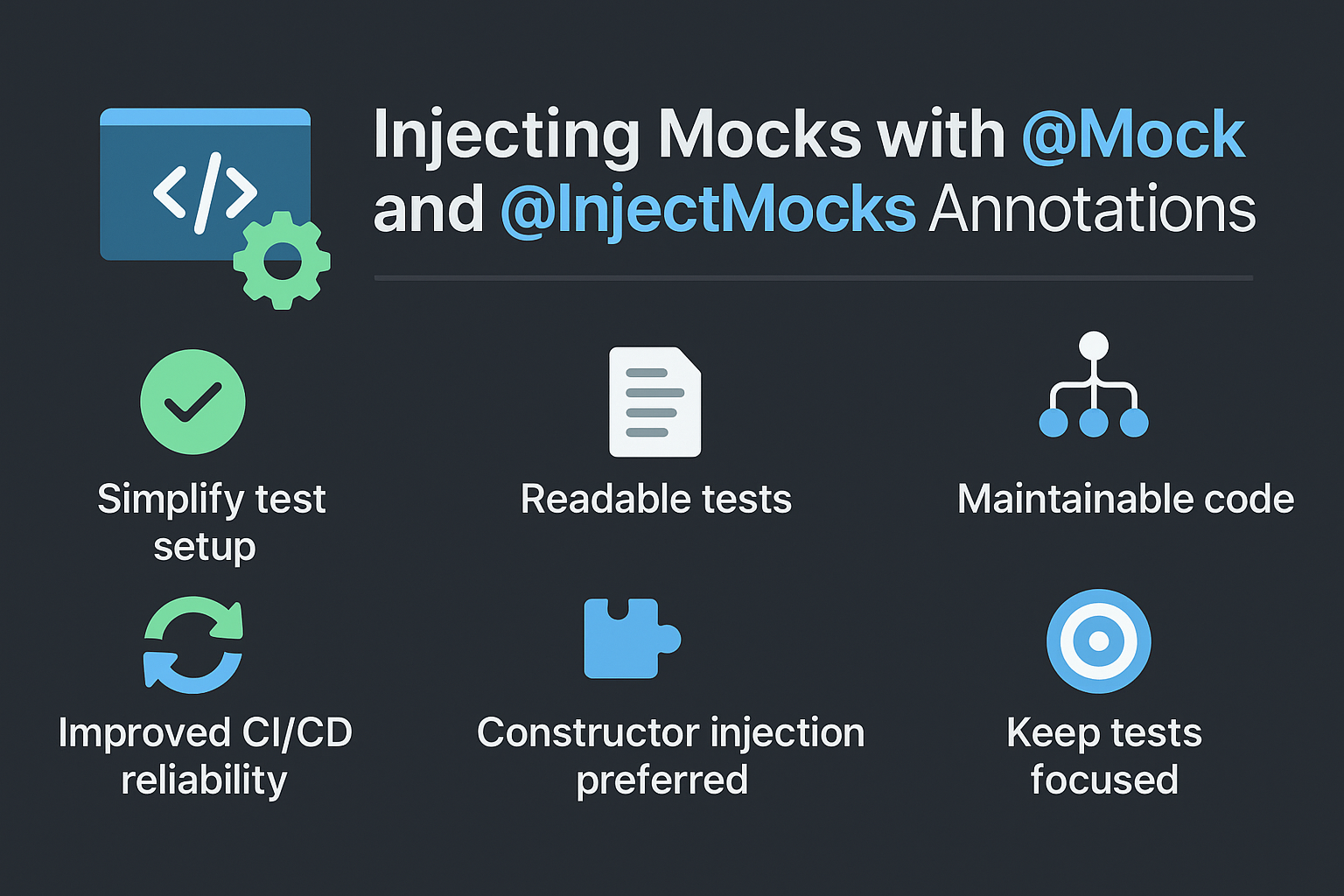 Illustration for Injecting Mocks with @Mock and @InjectMocks Annotations